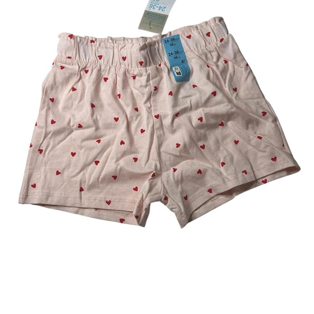 Valentine's Day Girls Cute Pink Heart Print Shorts NWT Coquette 24-36M 98cm